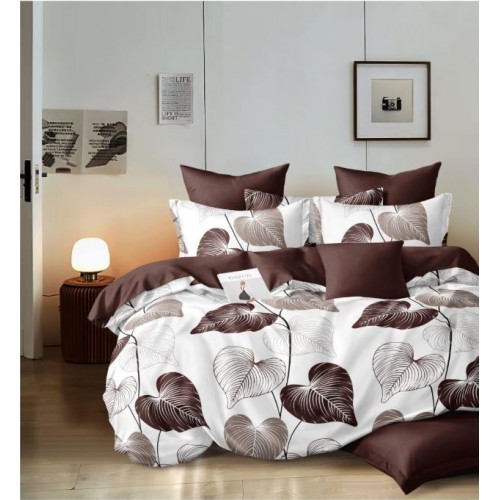Set Lenjerie Eleganta 6 piese cu elestic din Bumbac Finet, Cearceaf de pat 180x200cm, Pat 2 Persoane, LP-9