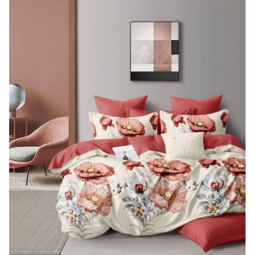 Set Lenjerie Eleganta 6 piese cu elestic din Bumbac Finet, Cearceaf de pat 180x200cm, Pat 2 Persoane, LP-10