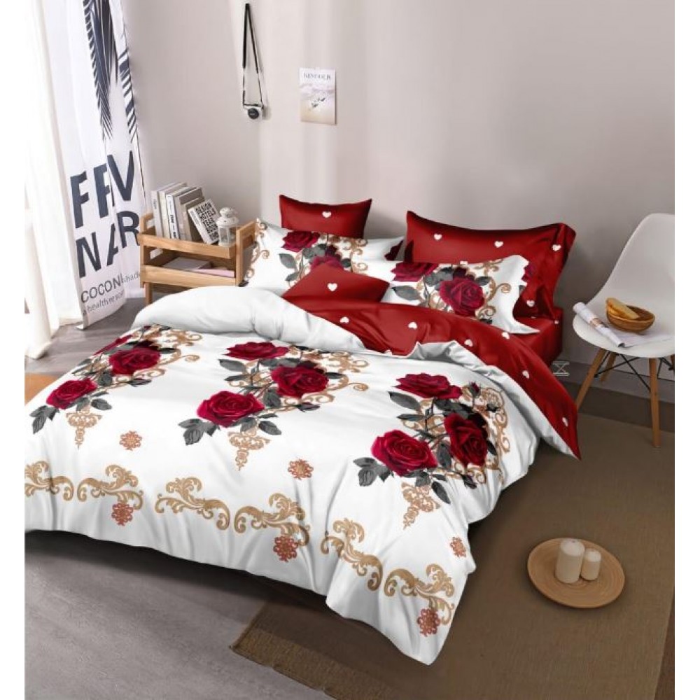 Set Lenjerie Eleganta 6 piese cu elestic din Bumbac Finet, Cearceaf de pat 180x200cm, Pat 2 Persoane, LP-11