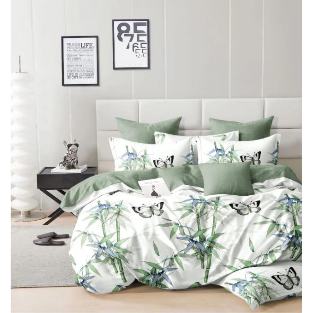 Set Lenjerie Eleganta 6 piese cu elestic din Bumbac Finet, Cearceaf de pat 180x200cm, Pat 2 Persoane, LP-12