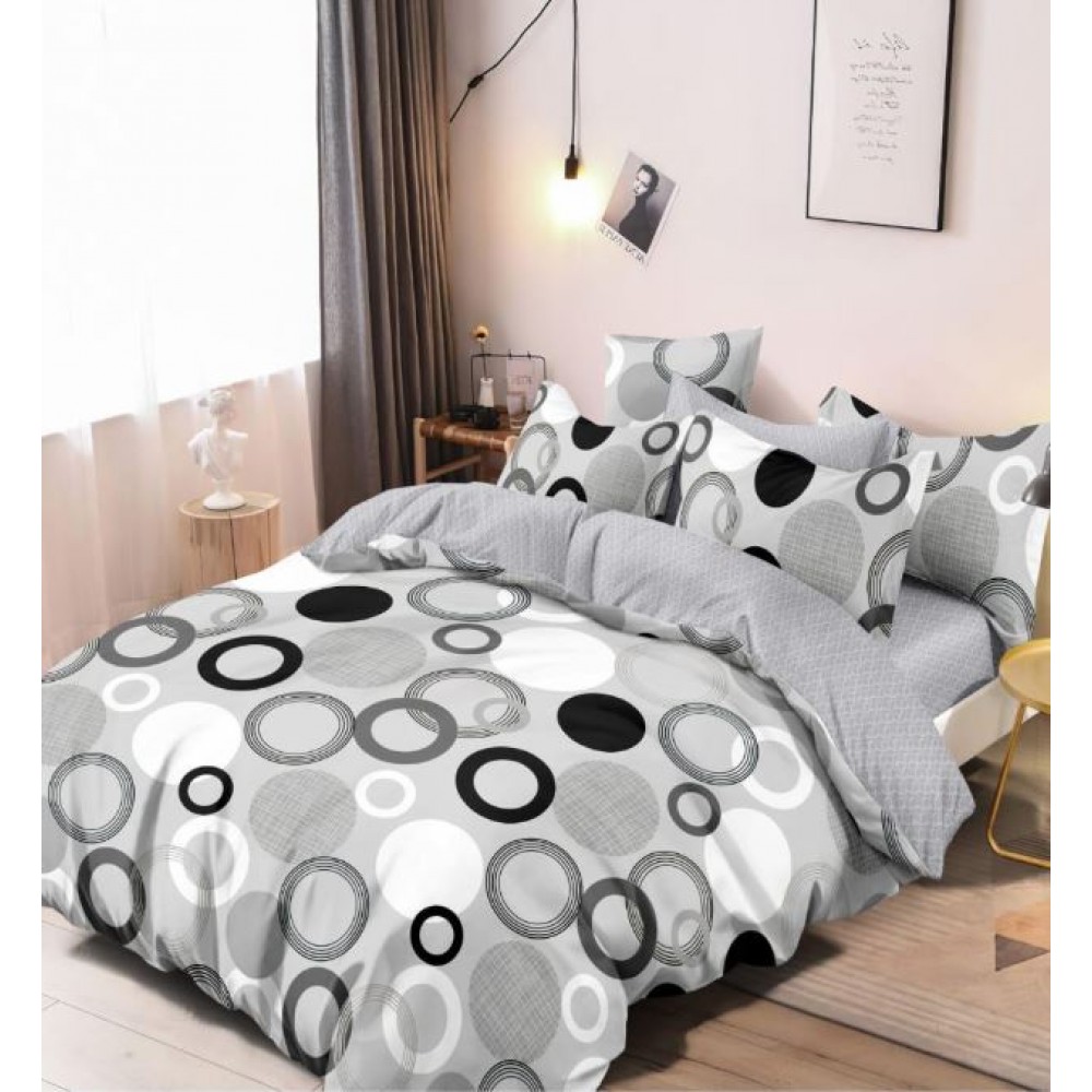 Set Lenjerie Eleganta 6 piese cu elestic din Bumbac Finet, Cearceaf de pat 180x200cm, Pat 2 Persoane, LP-13