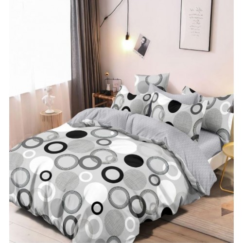 Set Lenjerie Eleganta 6 piese cu elestic din Bumbac Finet, Cearceaf de pat 180x200cm, Pat 2 Persoane, LP-13