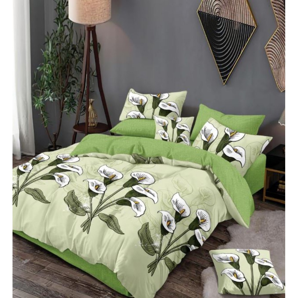 Set Lenjerie Eleganta 6 piese cu elestic din Bumbac Finet, Cearceaf de pat 180x200cm, Pat 2 Persoane, LP-15