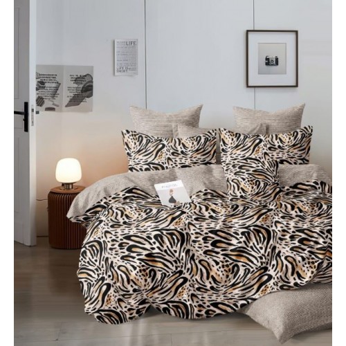 Set Lenjerie Eleganta 6 piese cu elestic din Bumbac Finet, Cearceaf de pat 180x200cm, Pat 2 Persoane, LP-16
