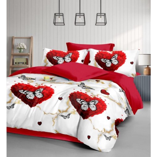 Set Lenjerie Eleganta 6 piese cu elestic din Bumbac Finet, Cearceaf de pat 180x200cm, Pat 2 Persoane, LP-17