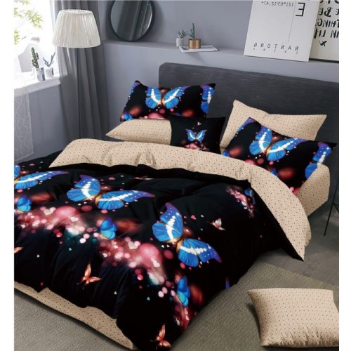 Set Lenjerie Eleganta 6 piese cu elestic din Bumbac Finet, Cearceaf de pat 180x200cm, Pat 2 Persoane, LP-20
