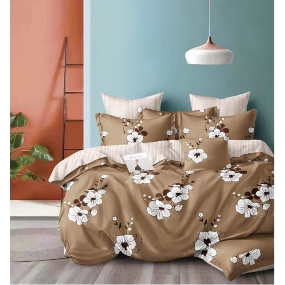 Set Lenjerie Eleganta 6 piese cu elestic din Bumbac Finet, Cearceaf de pat 180x200cm, Pat 2 Persoane, LP-25