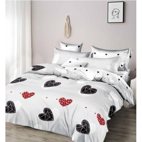 Set Lenjerie Eleganta 6 piese cu elestic din Bumbac Finet, Cearceaf de pat 180x200cm, Pat 2 Persoane, LP-26