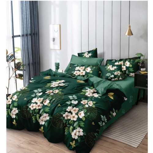 Set Lenjerie Eleganta 6 piese cu elestic din Bumbac Finet, Cearceaf de pat 180x200cm, Pat 2 Persoane, LP-27