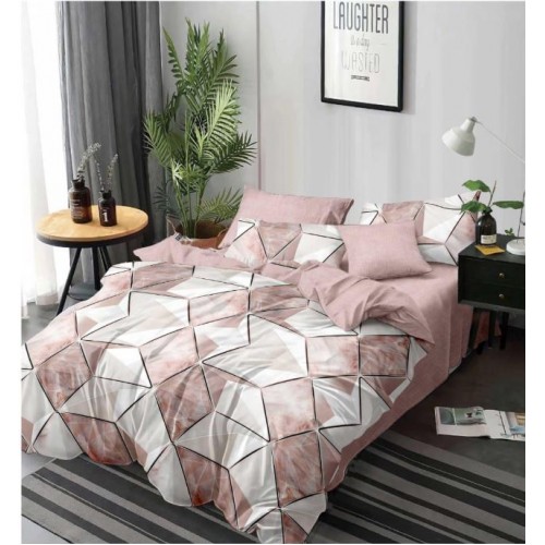 Set Lenjerie Eleganta 6 piese cu elestic din Bumbac Finet, Cearceaf de pat 180x200cm, Pat 2 Persoane, LP-29