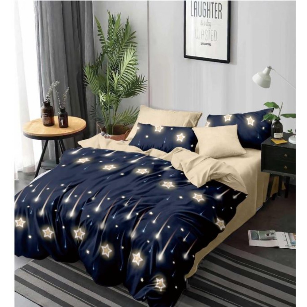 Set Lenjerie Eleganta 6 piese cu elestic din Bumbac Finet, Cearceaf de pat 180x200cm, Pat 2 Persoane, LP-30