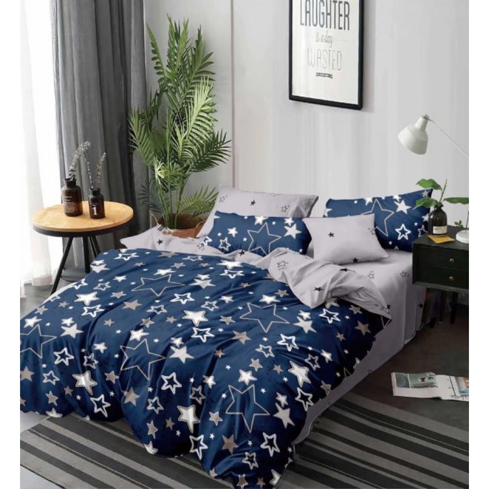 Set Lenjerie Eleganta 6 piese cu elestic din Bumbac Finet, Cearceaf de pat 180x200cm, Pat 2 Persoane, LP-31