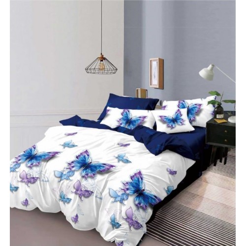 Set Lenjerie Eleganta 6 piese cu elestic din Bumbac Finet, Cearceaf de pat 180x200cm, Pat 2 Persoane, LP-32