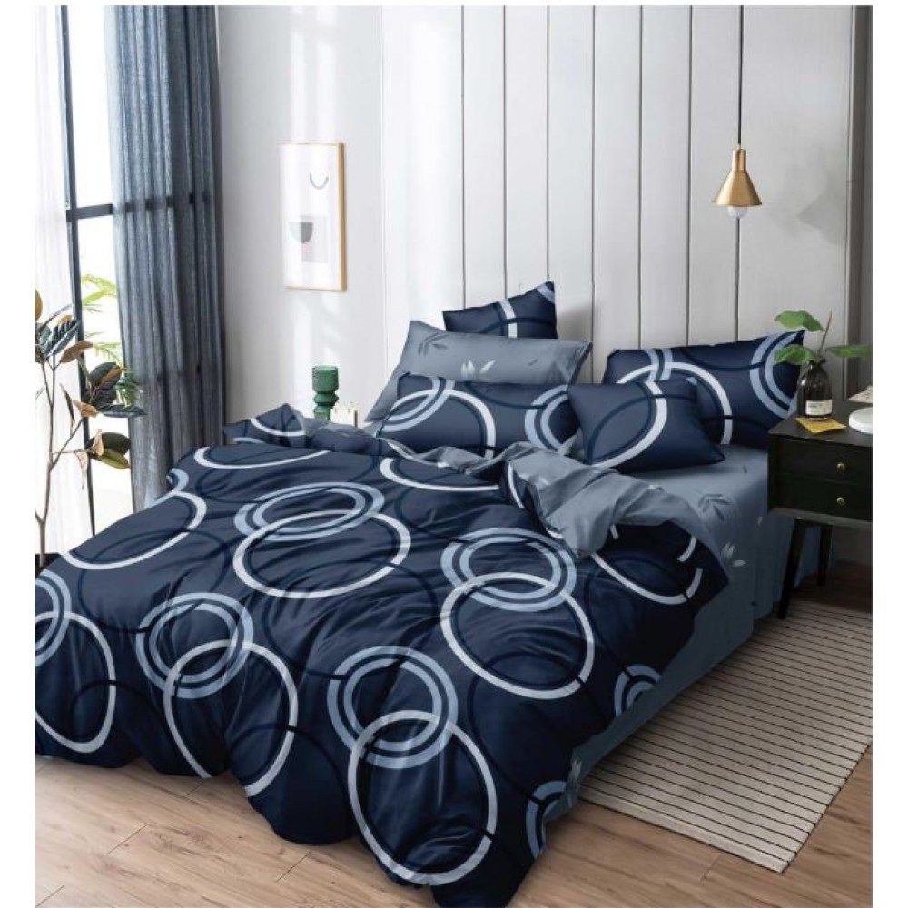 Set Lenjerie Eleganta 6 piese cu elestic din Bumbac Finet, Cearceaf de pat 180x200cm, Pat 2 Persoane, LP-33