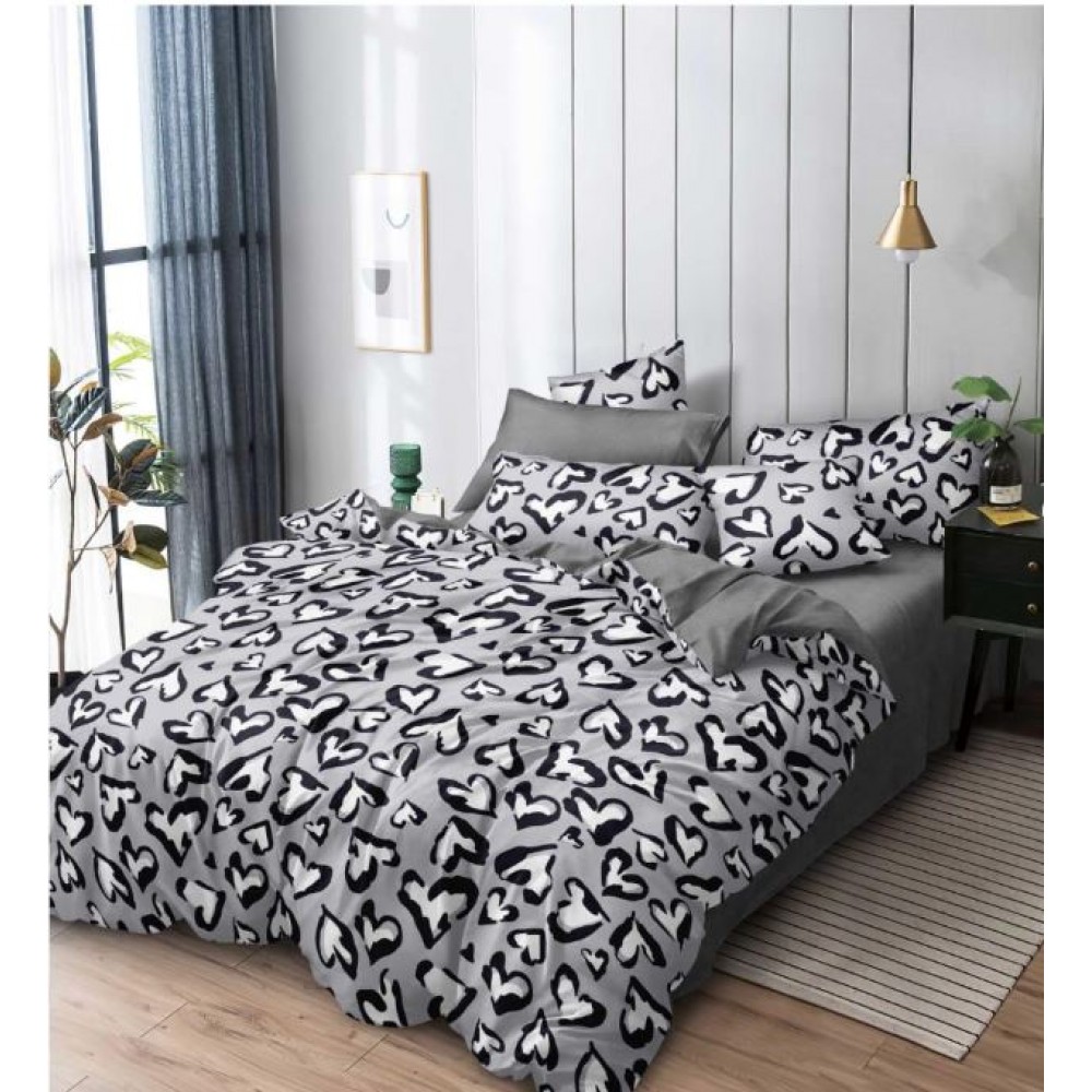 Set Lenjerie Eleganta 6 piese cu elestic din Bumbac Finet, Cearceaf de pat 180x200cm, Pat 2 Persoane, LP-34