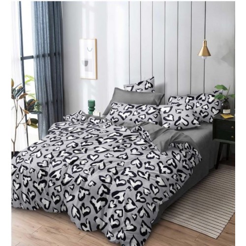 Set Lenjerie Eleganta 6 piese cu elestic din Bumbac Finet, Cearceaf de pat 180x200cm, Pat 2 Persoane, LP-34