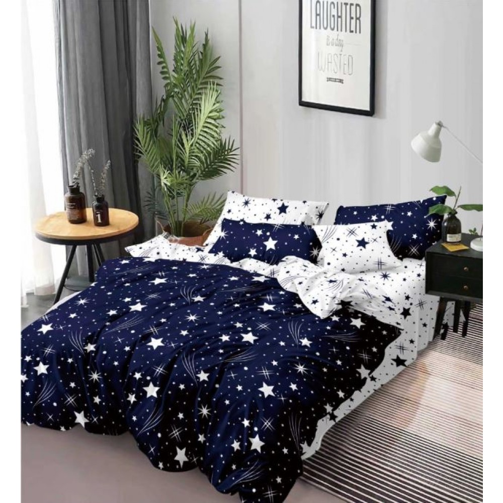 Set Lenjerie Eleganta 6 piese cu elestic din Bumbac Finet, Cearceaf de pat 180x200cm, Pat 2 Persoane, LP-37
