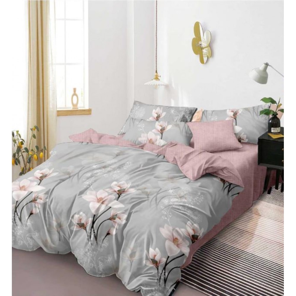 Set Lenjerie Eleganta 6 piese cu elestic din Bumbac Finet, Cearceaf de pat 180x200cm, Pat 2 Persoane, LP-39