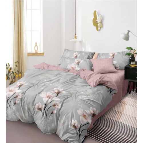 Set Lenjerie Eleganta 6 piese cu elestic din Bumbac Finet, Cearceaf de pat 180x200cm, Pat 2 Persoane, LP-39