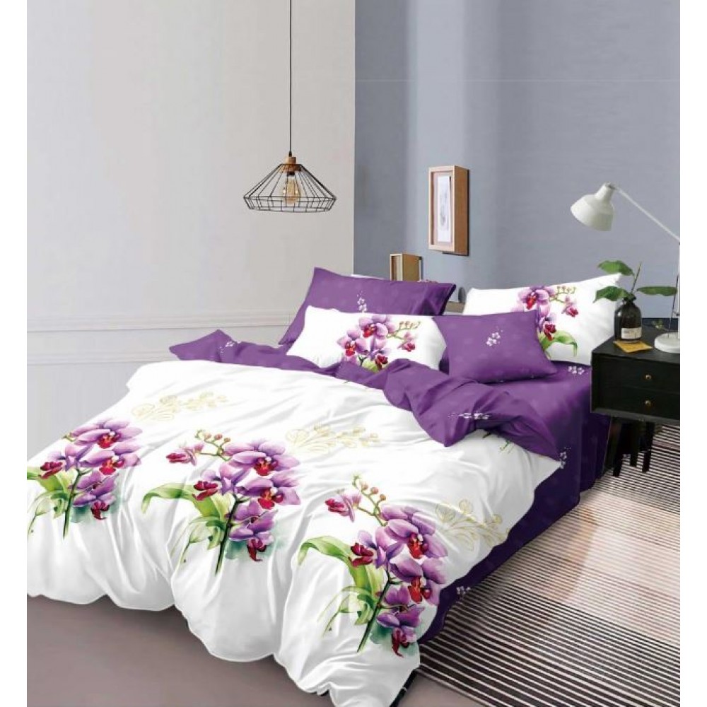 Set Lenjerie Eleganta 6 piese cu elestic din Bumbac Finet, Cearceaf de pat 180x200cm, Pat 2 Persoane, LP-42