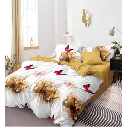 Set Lenjerie Eleganta 6 piese cu elestic din Bumbac Finet, Cearceaf de pat 180x200cm, Pat 2 Persoane, LP-43