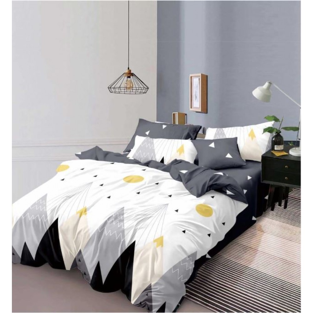 Set Lenjerie Eleganta 6 piese cu elestic din Bumbac Finet, Cearceaf de pat 180x200cm, Pat 2 Persoane, LP-45