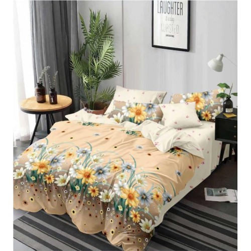 Set Lenjerie Eleganta 6 piese cu elestic din Bumbac Finet, Cearceaf de pat 180x200cm, Pat 2 Persoane, LP-47