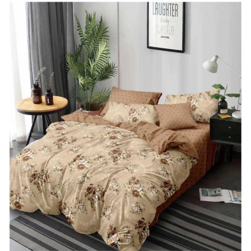 Set Lenjerie Eleganta 6 piese cu elestic din Bumbac Finet, Cearceaf de pat 180x200cm, Pat 2 Persoane, LP-48