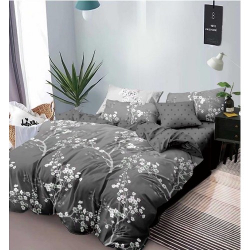 Set Lenjerie Eleganta 6 piese cu elestic din Bumbac Finet, Cearceaf de pat 180x200cm, Pat 2 Persoane, LP-49
