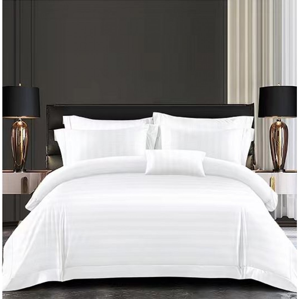 Set Lenjerie Eleganta Damasc din 6 piese, Cearceaf de pat 230x240cm, Pat 2 Persoane, LH-1