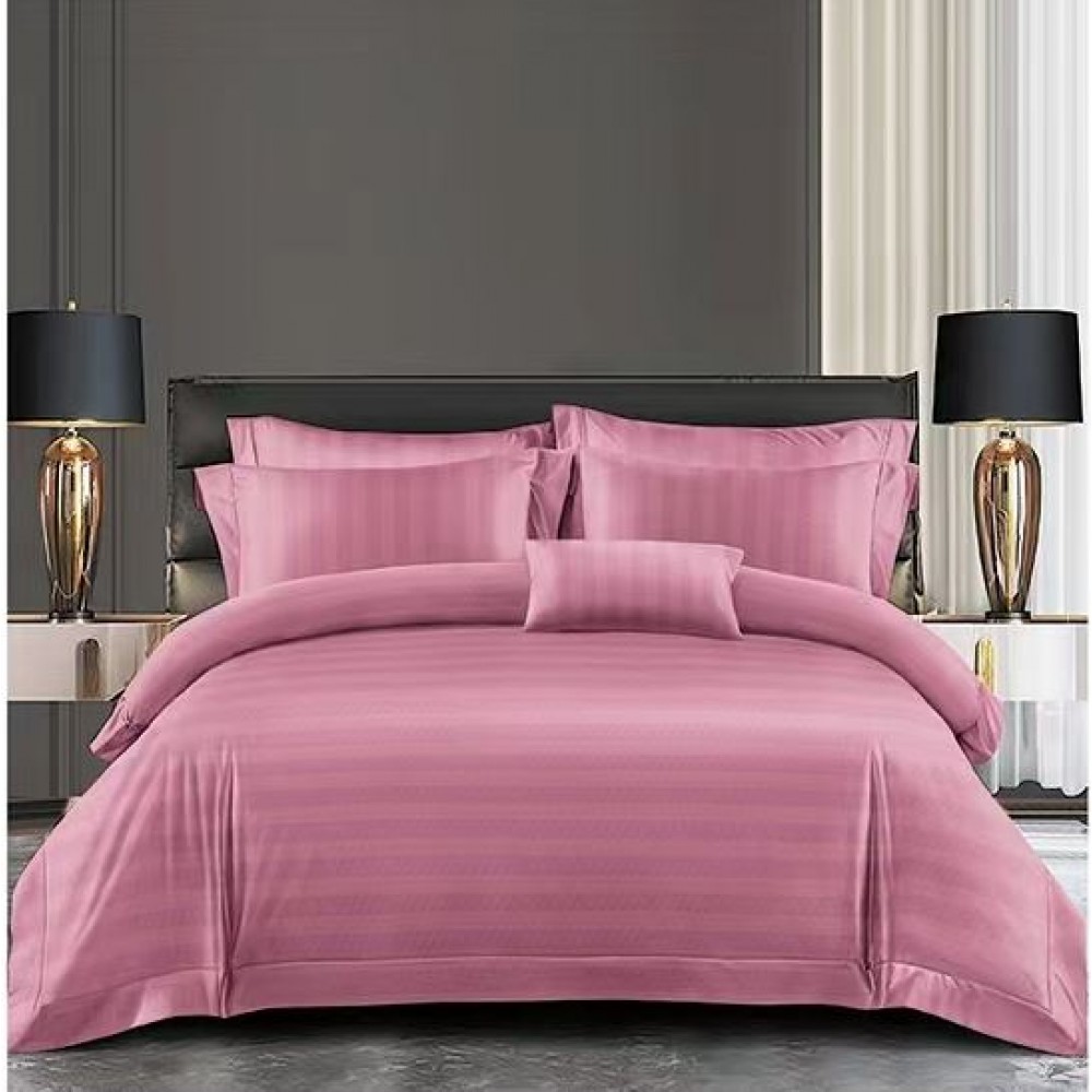 Set Lenjerie Eleganta Damasc din 6 piese, Cearceaf de pat 230x240cm, Pat 2 Persoane, LH-2