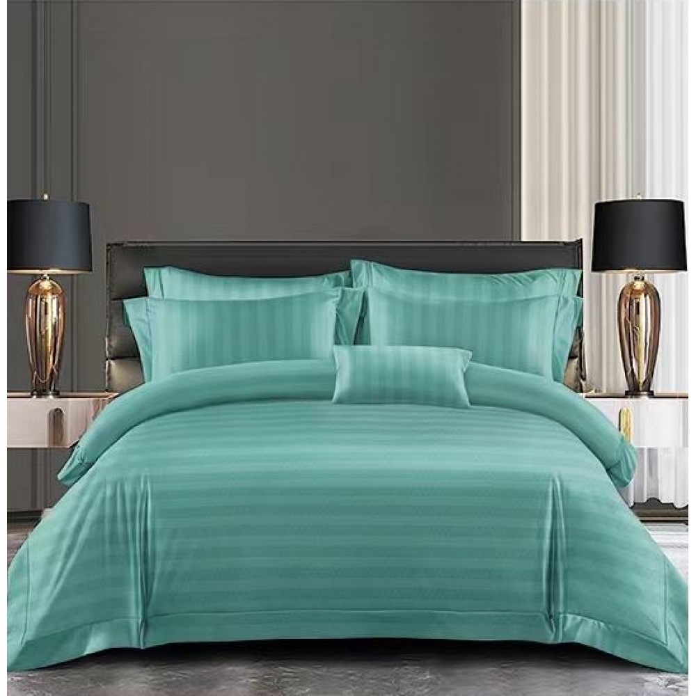 Set Lenjerie Eleganta Damasc din 6 piese, Cearceaf de pat 230x240cm, Pat 2 Persoane, LH-3
