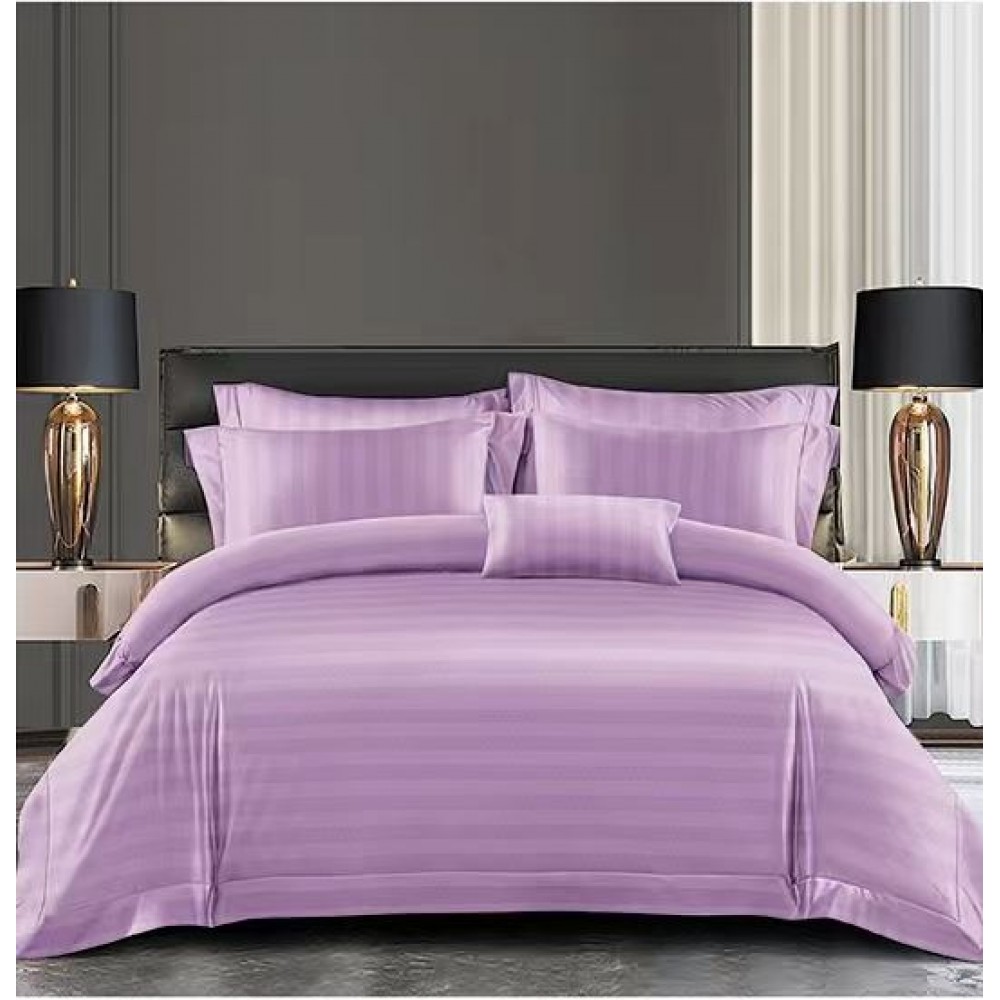 Set Lenjerie Eleganta Damasc din 6 piese, Cearceaf de pat 230x240cm, Pat 2 Persoane, LH-4