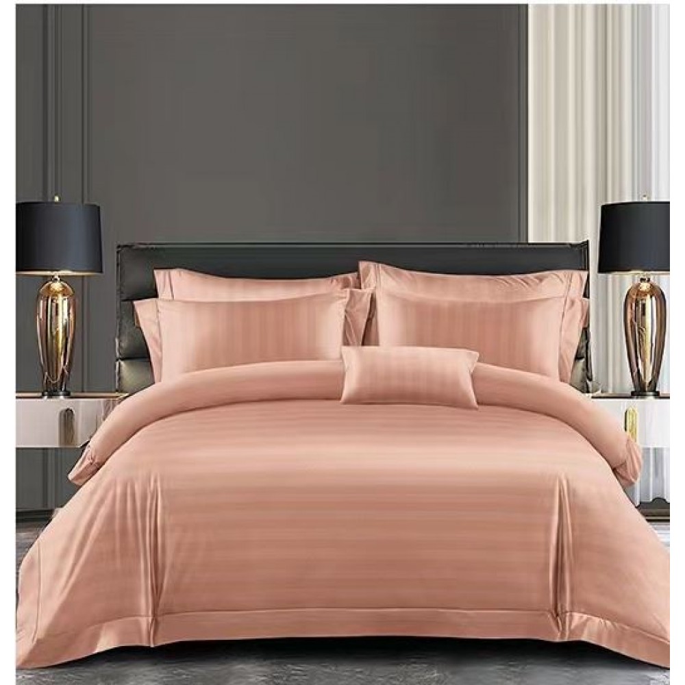 Set Lenjerie Eleganta Damasc din 6 piese, Cearceaf de pat 230x240cm, Pat 2 Persoane, LH-6