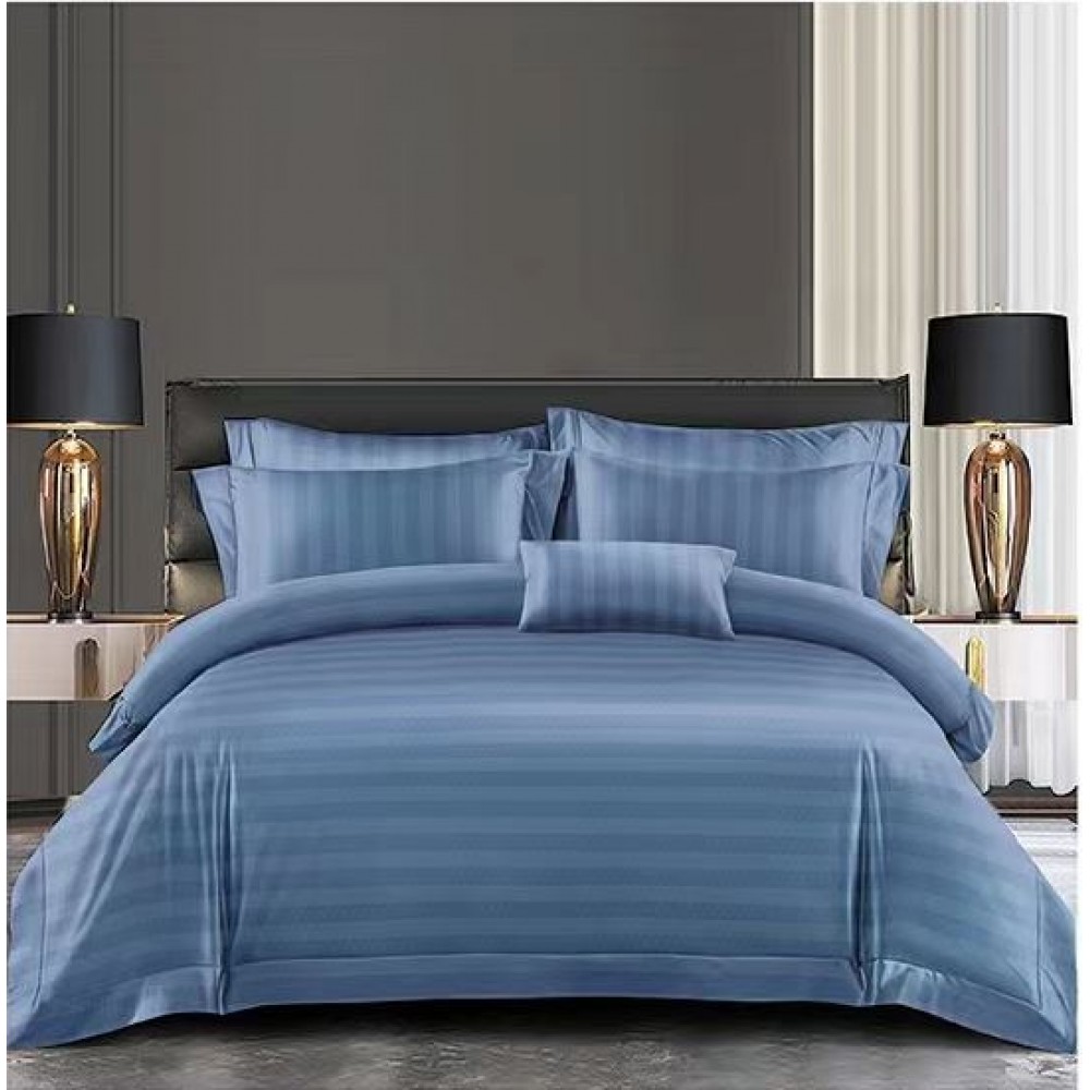 Set Lenjerie Eleganta Damasc din 6 piese, Cearceaf de pat 230x240cm, Pat 2 Persoane, LH-8