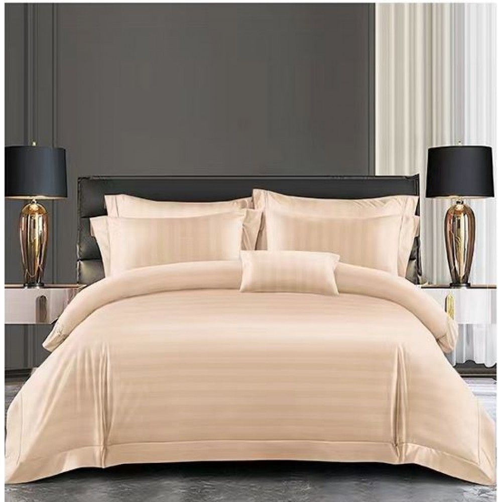 Set Lenjerie Eleganta Damasc din 6 piese, Cearceaf de pat 230x240cm, Pat 2 Persoane, LH-9