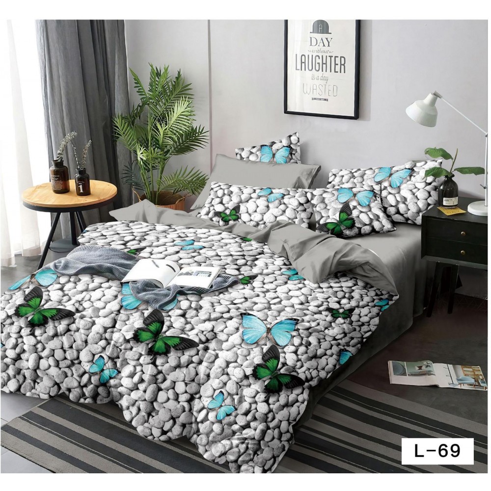 Set Lenjerie Eleganta Finet cu elastic din 4 piese, Cearceaf de pat 180x200cm, Pat 2 Persoane, EL-69