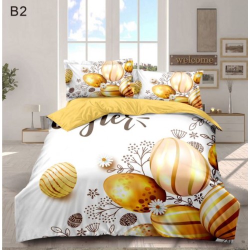 Set Lenjerie Eleganta cu imprimeu de Paște, 6 piese din Finet, Cearceaf de pat 230x250cm, Pat 2 Persoane, BB2