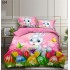 Set Lenjerie Eleganta cu imprimeu de Paște, 6 piese din Finet, Cearceaf de pat 230x250cm, Pat 2 Persoane, BB4