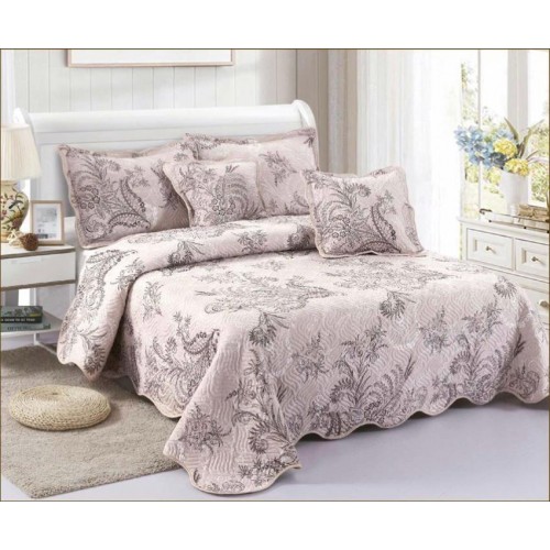Cuvertură Pat Dublu, 5 Piese, Bumbac 100% , Imprimat –Calitate Premium, cu Imprimeu Durabil, 230x250 cm, E-S2