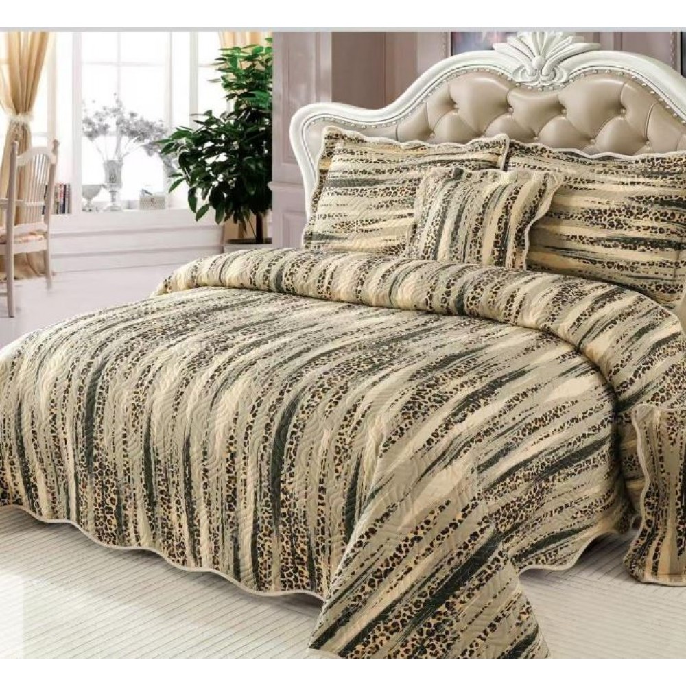Cuvertură Pat Dublu, 5 Piese, Bumbac 100% , Imprimat –Calitate Premium, cu Imprimeu Durabil, 230x250 cm, E-S376