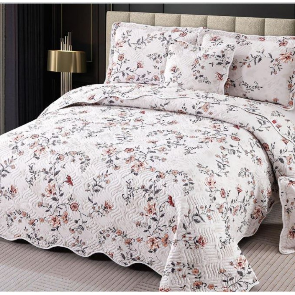 Cuvertură Pat Dublu, 5 Piese, Bumbac 100% , Imprimat –Calitate Premium, cu Imprimeu Durabil, 230x250 cm, E-S285