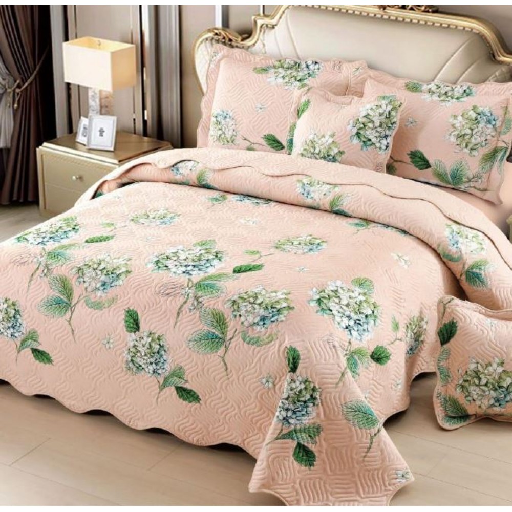Cuvertură Pat Dublu, 5 Piese, Bumbac 100% , Imprimat –Calitate Premium, cu Imprimeu Durabil, 230x250 cm, E-S280