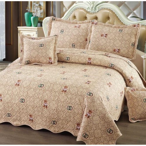 Cuvertură Pat Dublu, 5 Piese, Bumbac 100% , Imprimat –Calitate Premium, cu Imprimeu Durabil, 230x250 cm, E-S129