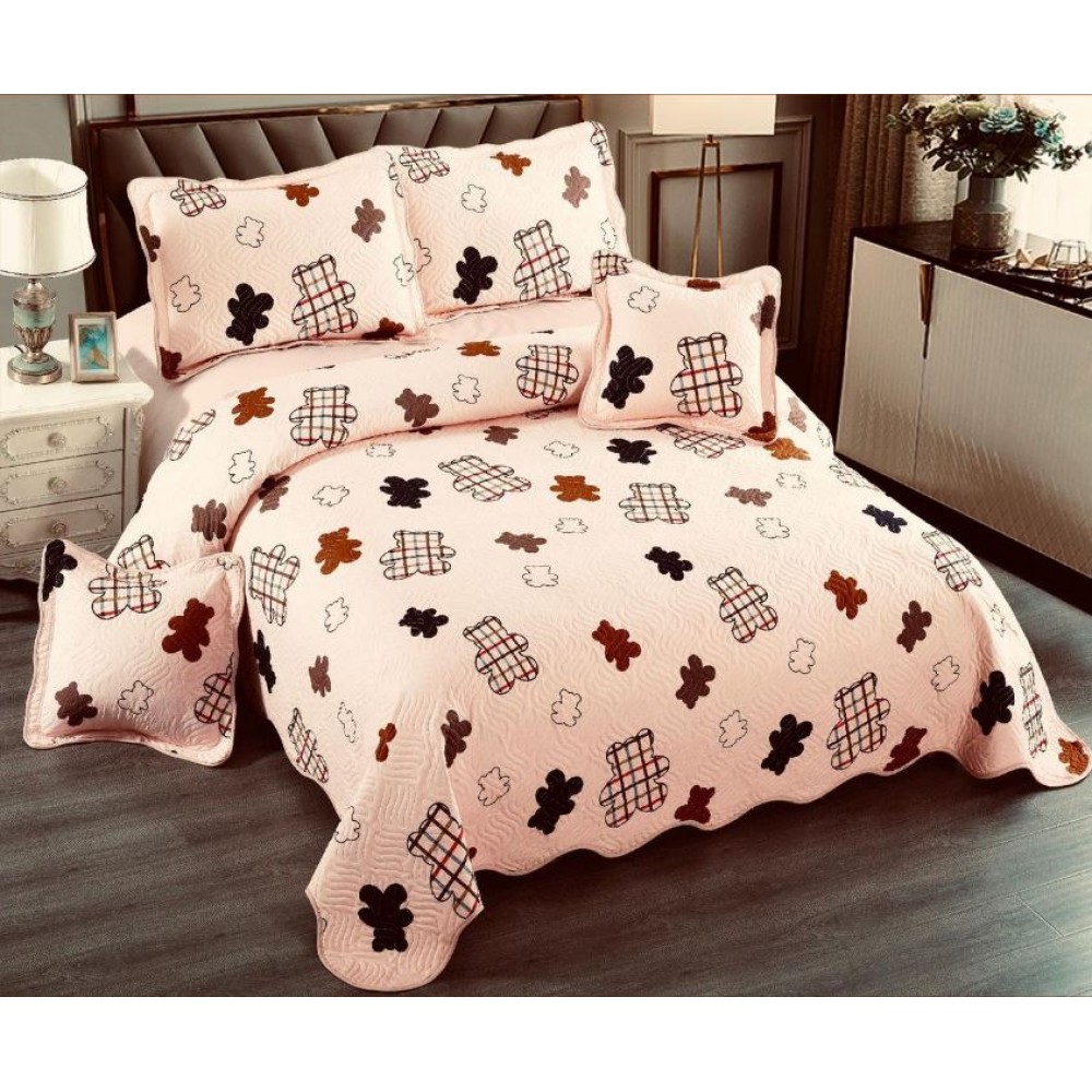 Cuvertură Pat Dublu, 5 Piese, Bumbac 100% , Imprimat –Calitate Premium, cu Imprimeu Durabil, 230x250 cm, E-S116
