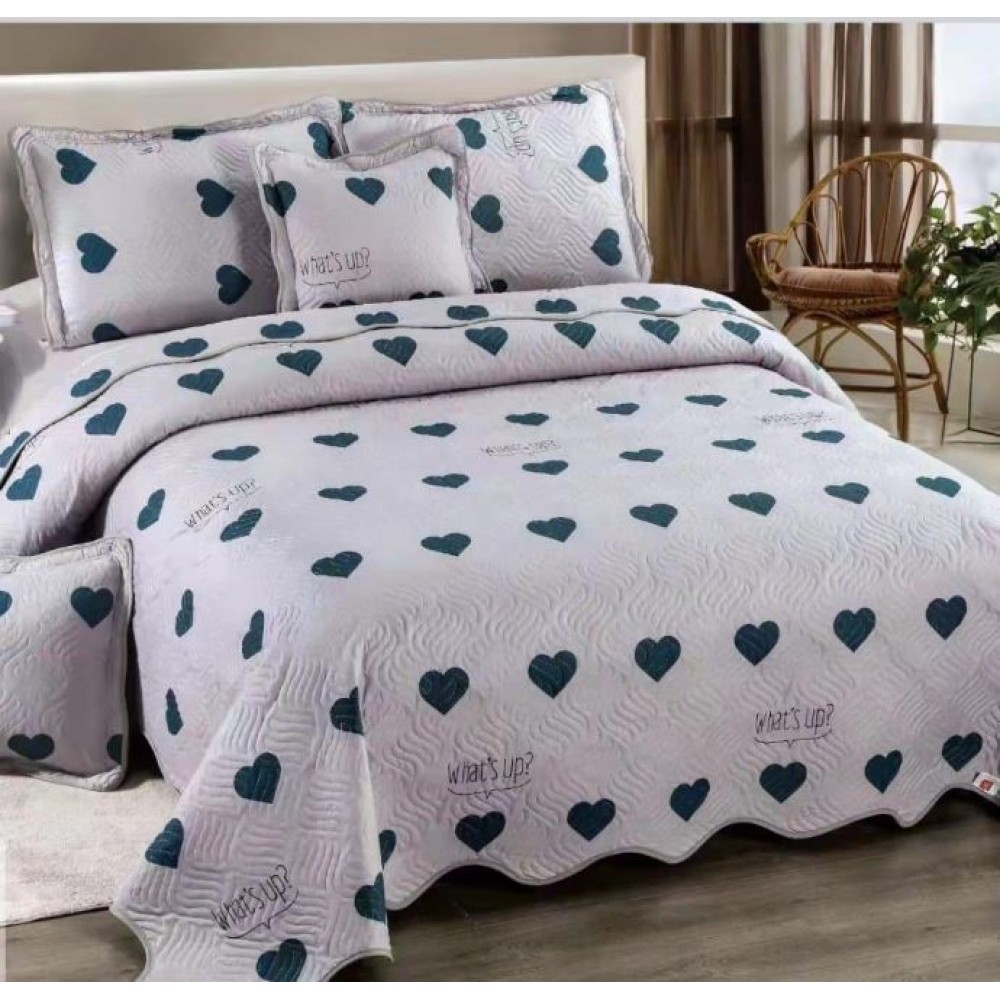Cuvertură Pat Dublu, 5 Piese, Bumbac 100% , Imprimat –Calitate Premium, cu Imprimeu Durabil, 230x250 cm, E-S250