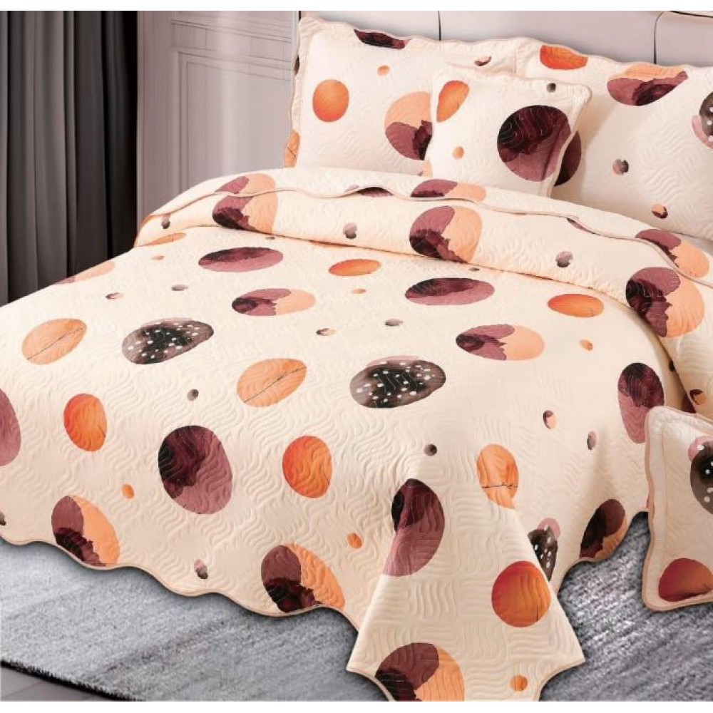 Cuvertură Pat Dublu, 5 Piese, Bumbac 100% , Imprimat –Calitate Premium, cu Imprimeu Durabil, 230x250 cm, E-S307