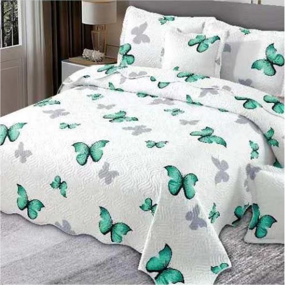 Cuvertură Pat Dublu, 5 Piese, Bumbac 100% , Imprimat –Calitate Premium, cu Imprimeu Durabil, 230x250 cm, E-S305