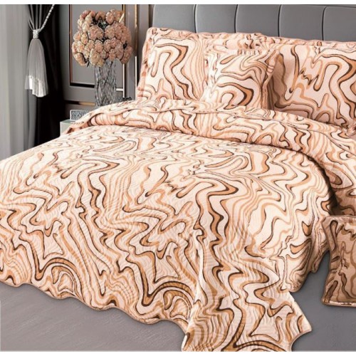 Cuvertură Pat Dublu, 5 Piese, Bumbac 100% , Imprimat –Calitate Premium, cu Imprimeu Durabil, 230x250 cm, E-S308