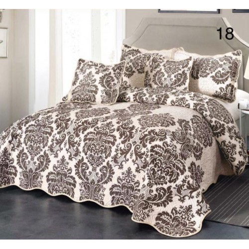 Cuvertură Pat Dublu, 5 Piese, Bumbac 100% , Imprimat –Calitate Premium, cu Imprimeu Durabil, 230x250 cm, E-S18